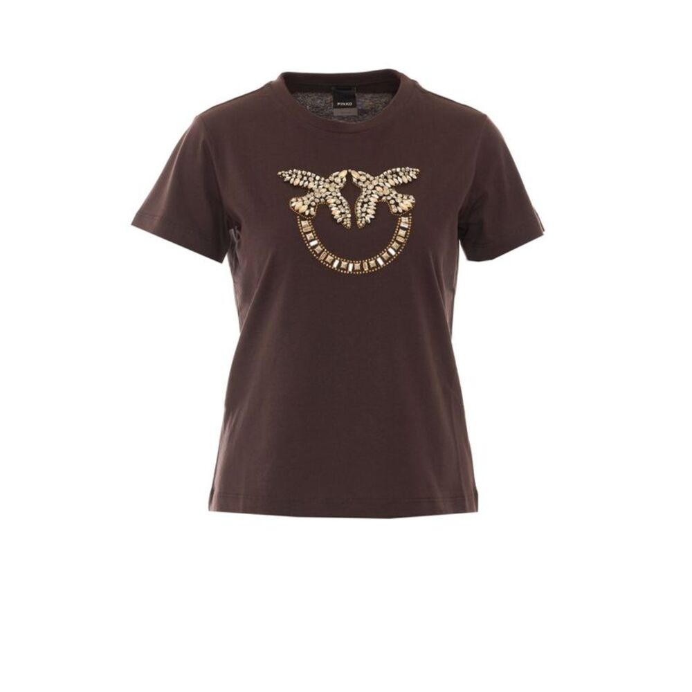 Pinko Women Quentin Love Birds Jewelry Maxi Embroidery T-Shirt